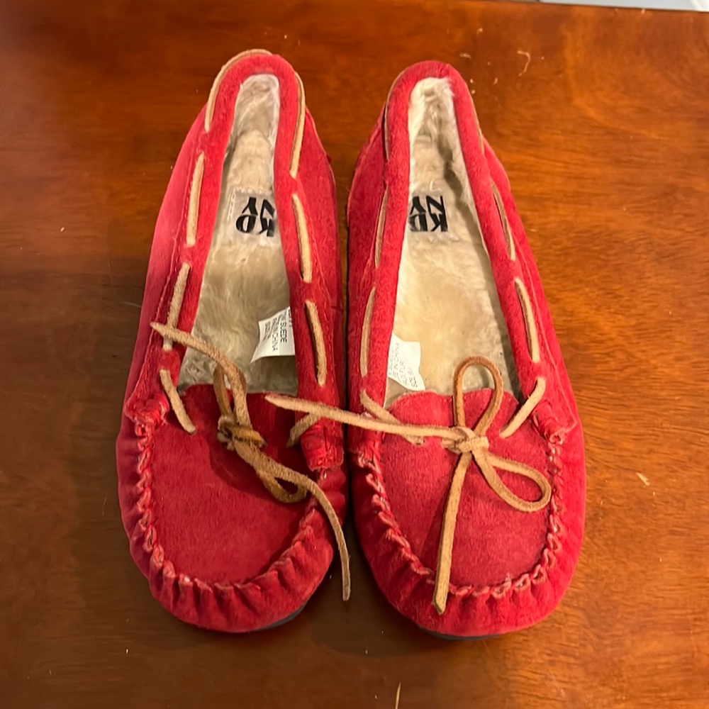 NWOT Red Leather moccasins size 6